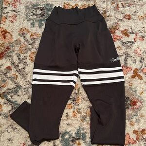Bombshell Sportswear Black Leggings with White Stripes